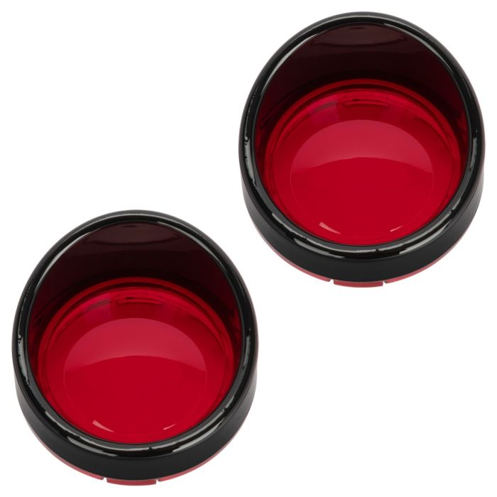 Black Visor Turn Signal Trim Rings for Harley-Davidson® Models  with 1157 Bullet Style Red Lens from HOGWORKZ
