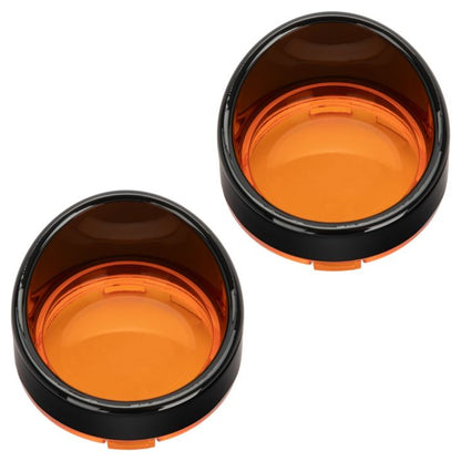 Black Visor Turn Signal Trim Rings for Harley-Davidson® Models | 1157 Bullet Style Amber Lens from HOGWORKZ
