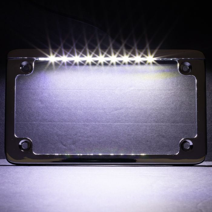 Chrome LED Low Profile License Plate Frame for Harley-Davidson® Motorcycles from HOGWORKZ light