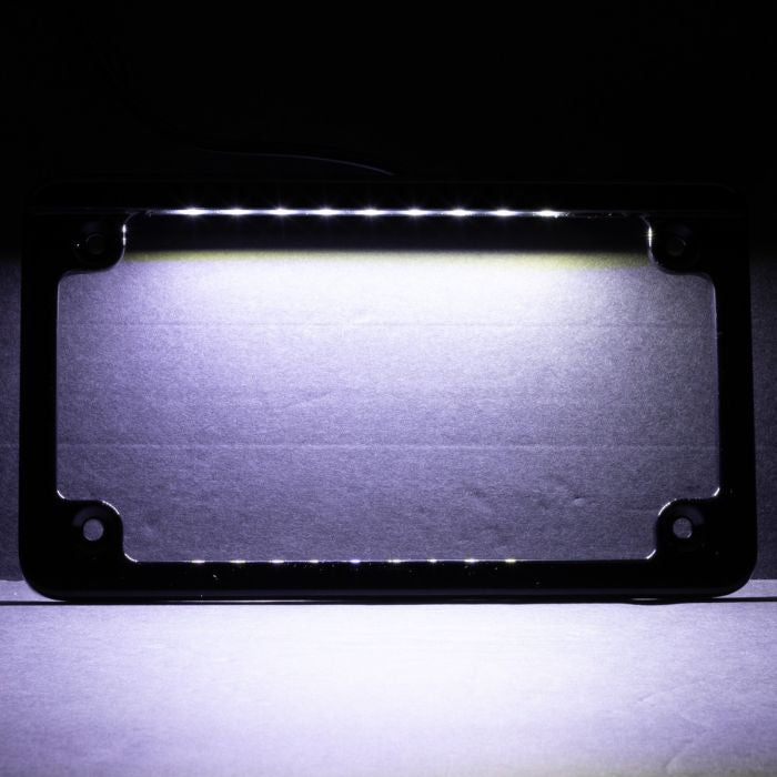 Black LED Low Profile License Plate Frame for Harley-Davidson® Motorcycles from HOGWORKZ light