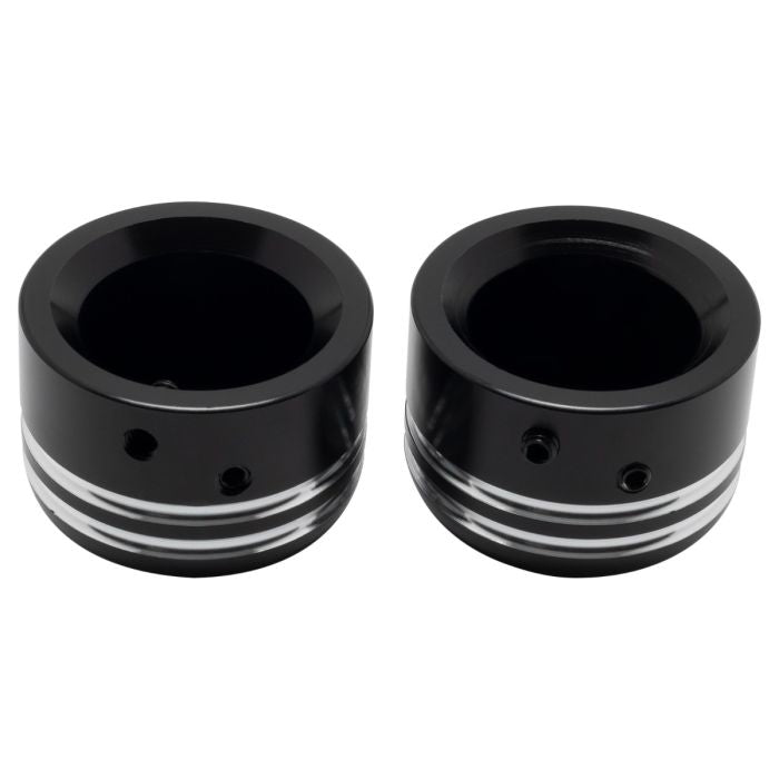 Harley® Front Axle Nut Covers smooth contrast cut Black from HOGWORKZ inside