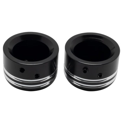 Harley® Front Axle Nut Covers smooth contrast cut Black from HOGWORKZ inside