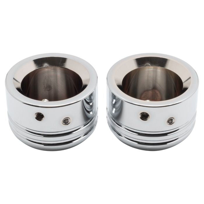 Harley® Front Axle Nut Covers smooth contrast cut Chrome from HOGWORKZ inside