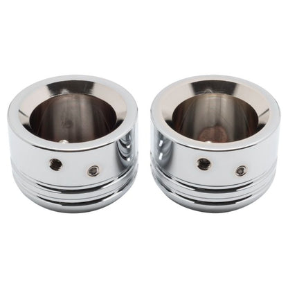 Harley® Front Axle Nut Covers smooth contrast cut Chrome from HOGWORKZ inside