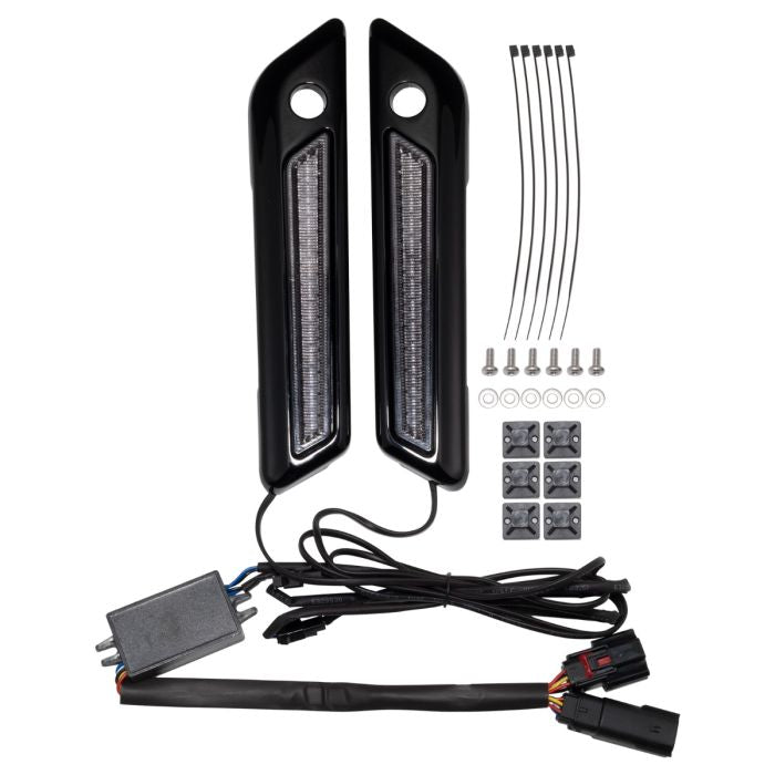 Black Saddlebag LED Latch Coverz™ for Harley® Touring from HOGWORKZ kit