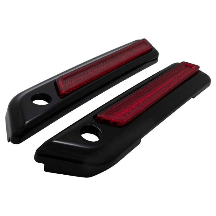 Black Saddlebag LED Latch Coverz™ for Harley® Touring Red Lens from HOGWORKZ angle