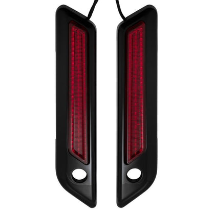 Black Saddlebag LED Latch Coverz™ for Harley® Touring Red Lens from HOGWORKZ front