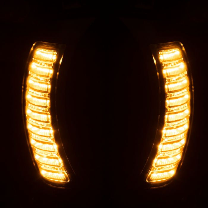 Road Glide '15-'23 Visionz™ LED Turn Signal & DRL Vent Inserts from HOGWORKZ® amber light