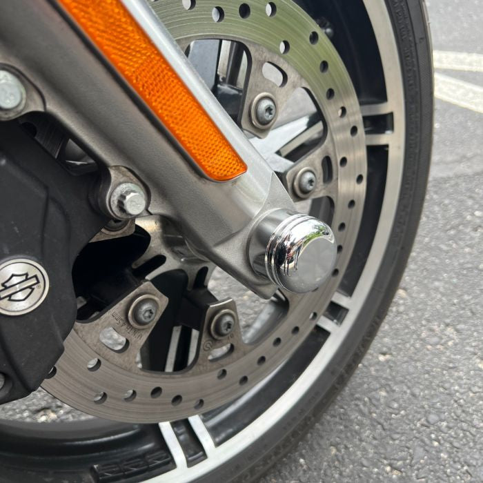 Contrast Cut Chrome Front Axle Nut Covers for Harley-Davidson® Motorcycles