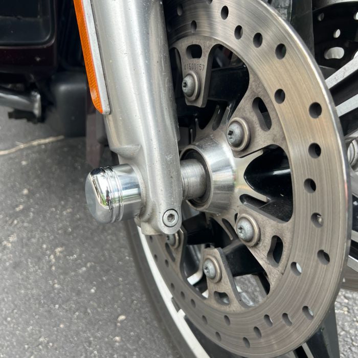 Contrast Cut Chrome Front Axle Nut Covers for Harley-Davidson® Motorcycles