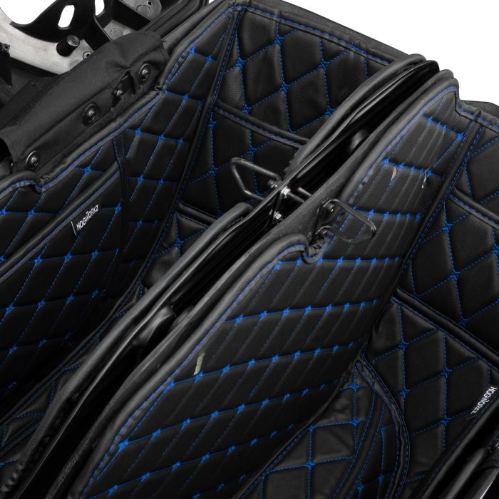 Indian Saddlebag Liners with sblue stitching from HOGWORKZ close up
