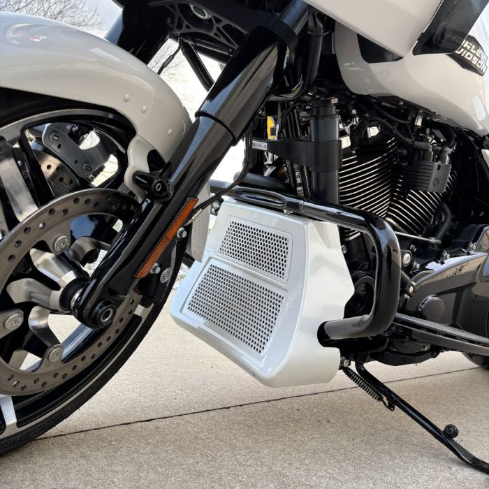 Color Match Oil Cooler Cover for Harley® Touring on bike zoomed out