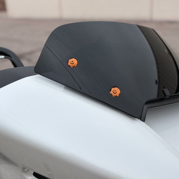 Orange Windshield Bolts for Harley® Road Glide from HOGWORKZ close up