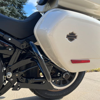 Black Saddlebag Guards for Harley® Low Rider ST from HOGWORKZ on bike side view