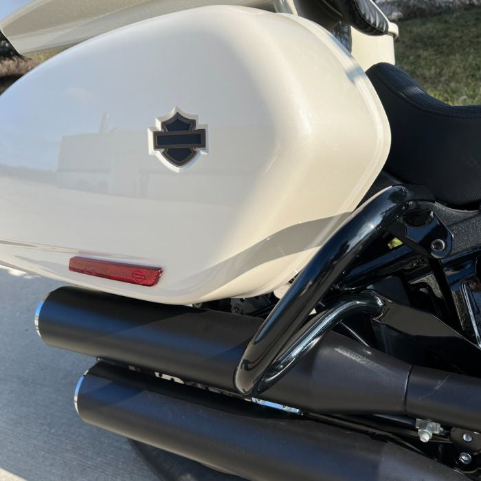 Black Saddlebag Guards for Harley® Low Rider ST from HOGWORKZ side view