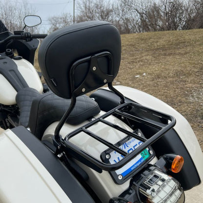 Black Luggage Rack Add-On on Harley® Low Rider from HOGWORKZ back