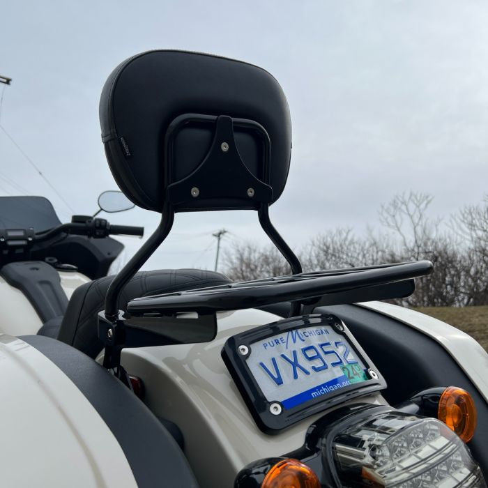 Black Luggage Rack Add-On on Harley® Low Rider from HOGWORKZ flat view