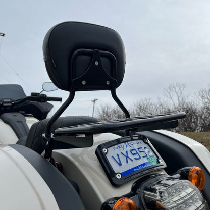 Black Luggage Rack Add-On on Harley® Low Rider from HOGWORKZ flat view