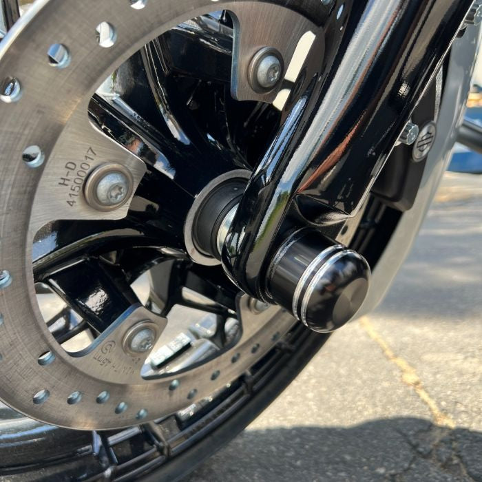 Contrast Cut Black Front Axle Nut Covers for Harley-Davidson® Motorcycles