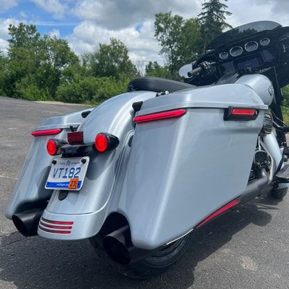 Black Saddlebag LED Latch Coverz™ for Harley® Touring from HOGWORKZ on street glide on atlas silver street glide back