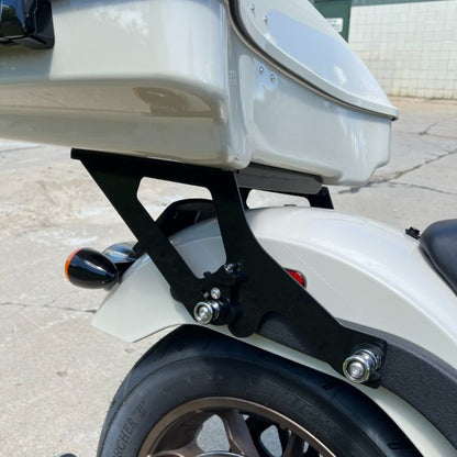 Harley Low rider with tour pack mount from HOGWORKZ side mount close up