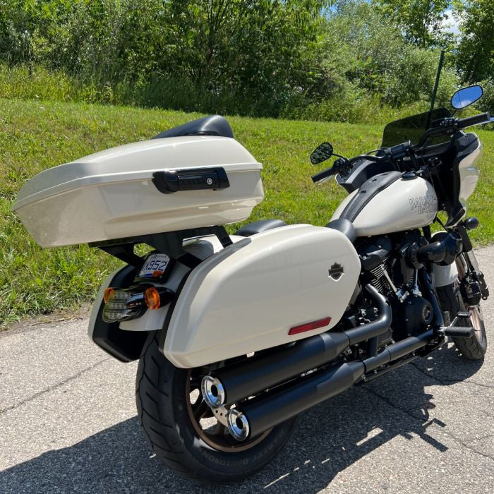 Harley Low rider with tour pack mount from HOGWORKZ side mount