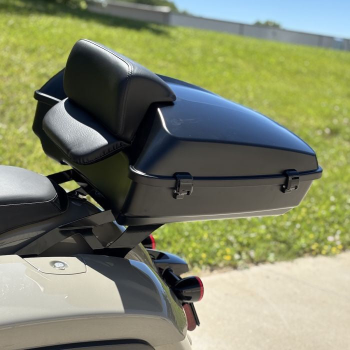Two-Up Tour Pack Mount for Indian® Touring from HOGWORKZ on bike in black
