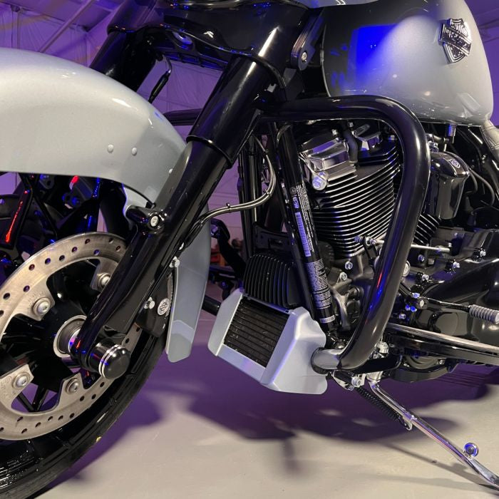 Atlas Silver Color-Matched Oil Cooler Cover on Street Glide front