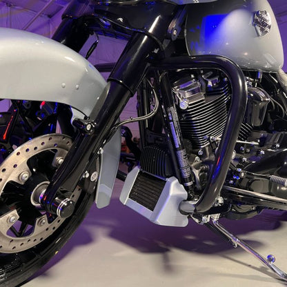 Atlas Silver Color-Matched Oil Cooler Cover on Street Glide front