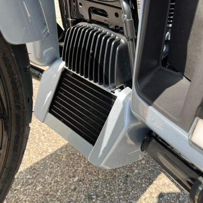 Atlas Silver Color-Matched Oil Cooler Cover on Street Glide