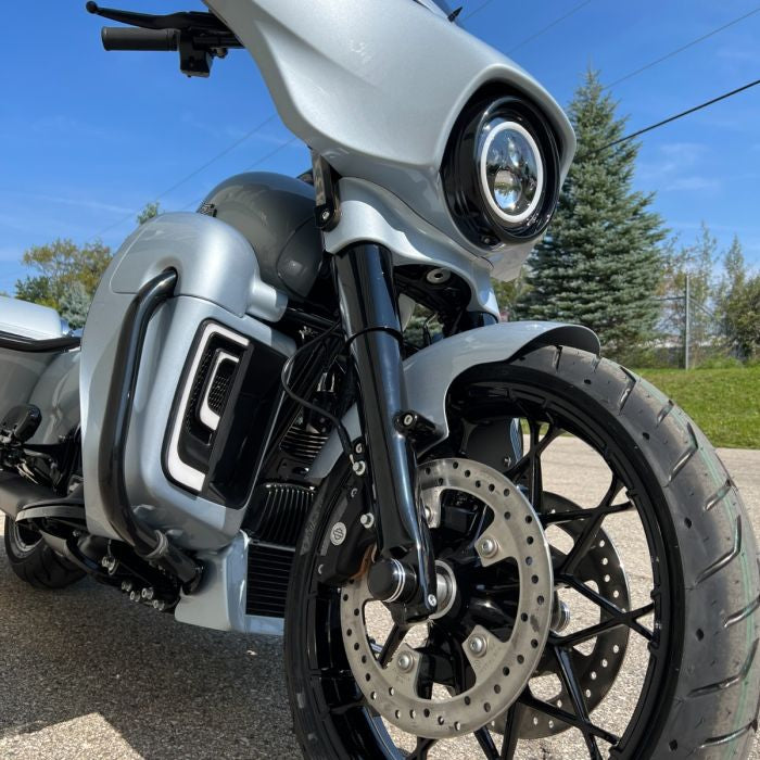 Atlas Silver Color-Matched Oil Cooler Cover on Street Glide front