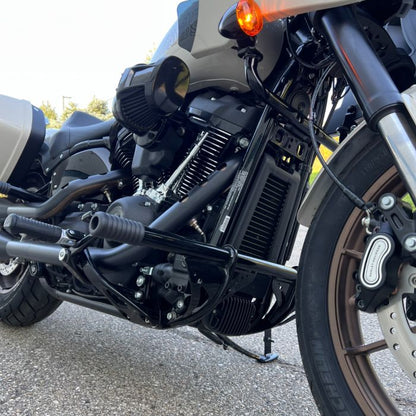 Black Highway Peg Crash Bar for Harley® Softail from HOGWORKZ on Low Rider ST angle