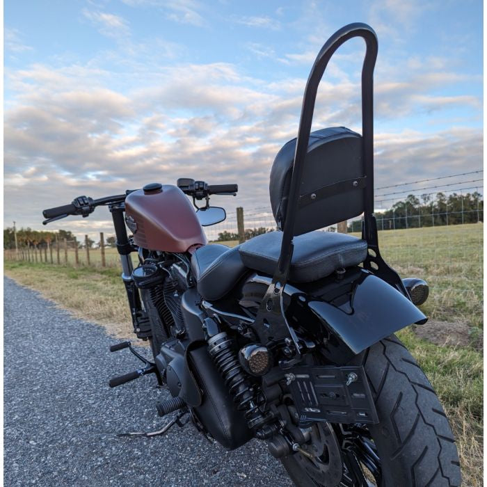 Sissy Bar Backrest for Harley Sportster from HOGWORKZ on bike back view