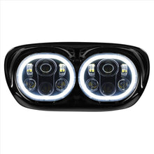 Harley® Road Glide '98-'13 Dual LED Black HALOMAKER® Headlight from HOGWORKZ® front view
