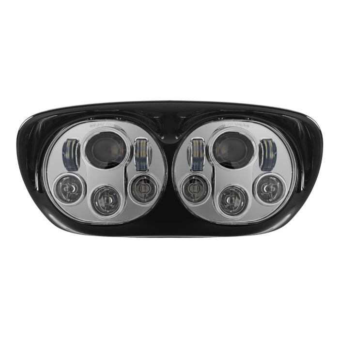 Harley® Road Glide '98-'13 Dual LED Chrome Headlight from HOGWORKZ® with bezel