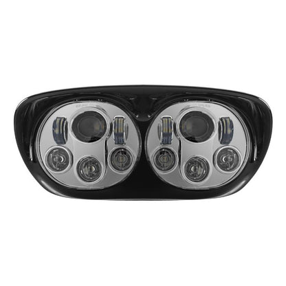 Harley® Road Glide '98-'13 Dual LED Chrome Headlight from HOGWORKZ® with bezel