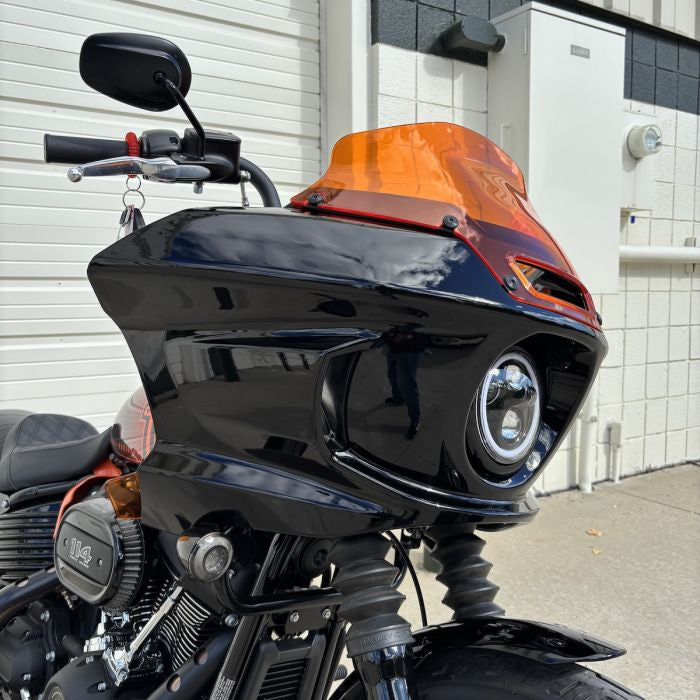 Color Match HOGWORKZ® Ruckus ST Fairing Kit for Harley® M8 Softail on Street bob orange winsdshield
