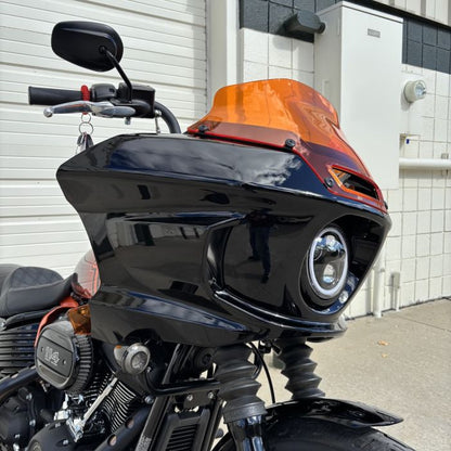 Color Match HOGWORKZ® Ruckus ST Fairing Kit for Harley® M8 Softail on Street bob orange winsdshield